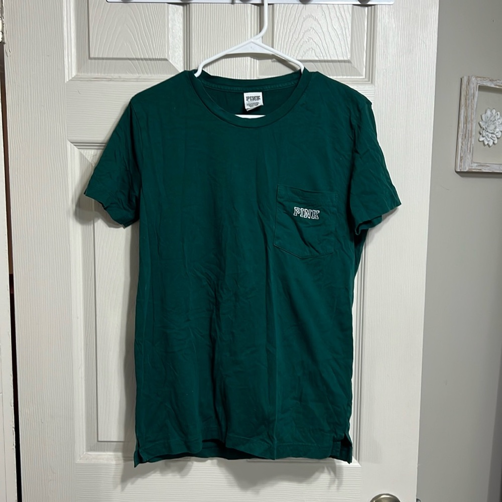 Silver sparkle and green PINK tee